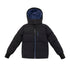 Ellabee Black & Blue Zipper Coat with Fur Hood